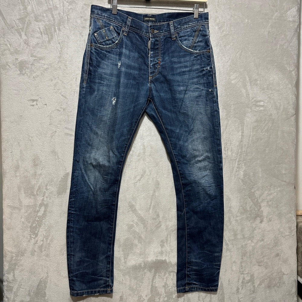 Antony Morato Mens Distressed Slim Fit Blue Jeans Size 46/30 MMDT00087